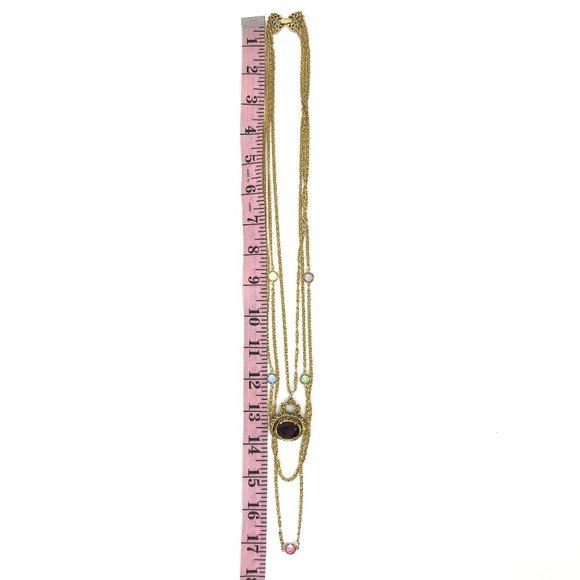 Goldette Vintage Signed 3 Strand Spinner Necklace - Picture 8 of 9